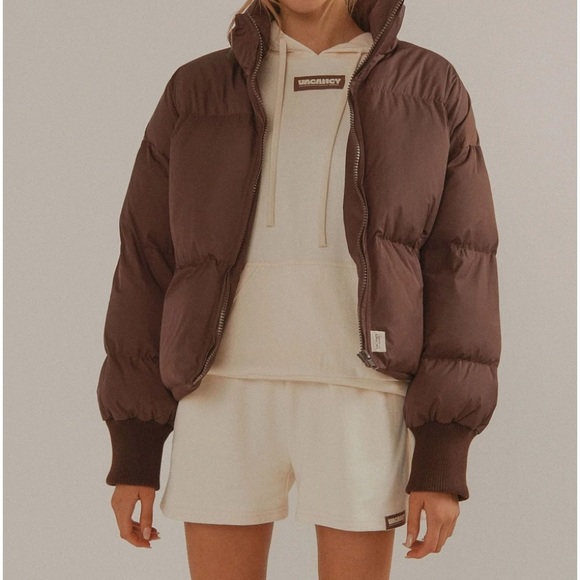 Brown Cropped Puffer Jacket Peppermayo Jetty - Picture 2 of 6